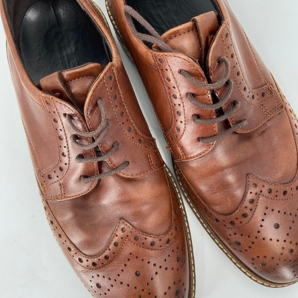 ECCO Phorene Derby Oxford Brown Leather Made in Portugal Loafer Shoe Men's 9 - Picture 3 of 15